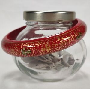 Vintage Wood Hand Painted Lacquered Bangle 1/2" Wide